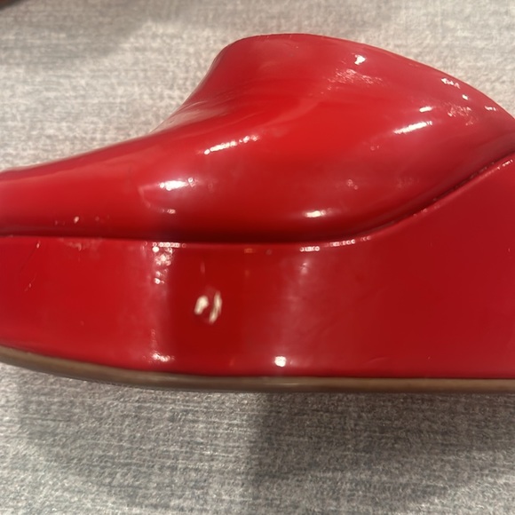 Chinese Laundry red patent leather high heel wedge open toe shoes Size 7.5 - Picture 7 of 13